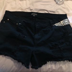 Forever 21 Plus Size Studded Black Jean Shorts
